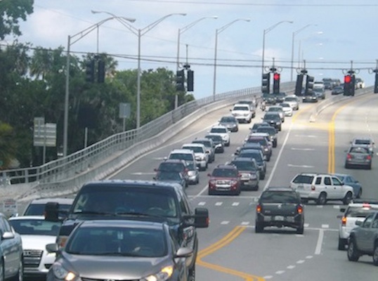 S. Causeway Bridge in New Smyrna Beach always jammed with beach traffic / Headline Surfer®