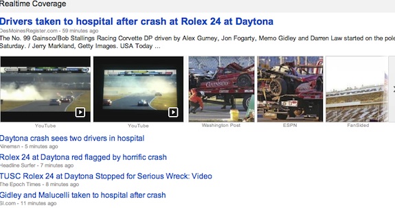 Internet newspaper among leaders in reporting Rolex 24 crash / Headline Surfer®