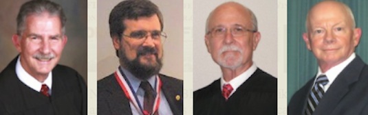 Four 7th judicial circuit judges retiring at year's end: R Michael Hutcheson, Shawn Briese, Robert Roue & Terry LaRue / Headline Surfer®