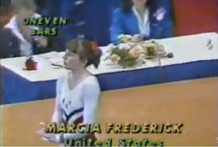 Marcia Frederick, USA, wins gold medal at World Gymnastics in Strasbourg, France in 1988 / Headline Surfer