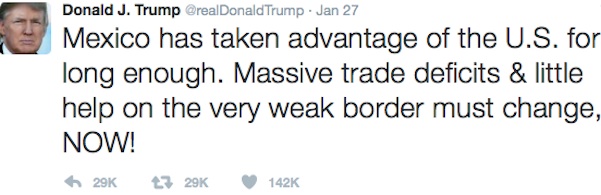 Trump tweets on Mexico with negative comment / Headline Surfer
