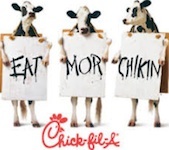Cows were the slogan in the Chick-fil-A commercials encouraing people to eat chicken instead / Headline Surfer®