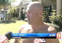 Trewnt Vesely speaks with TV crews after drowning of motorist / Headline Surfer®