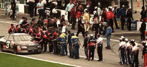 Dale Earnhardt rides into Victory Circle in the 1998 Daytona 500 / Headline Surfer®