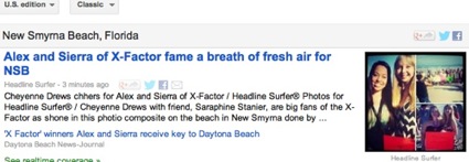 Alex and Sierra coverage tops in Google news directories for New Smyrna Beach / Headline Surfer®