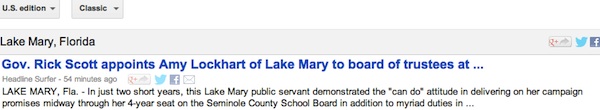 Seminole County on governor college trustee appointment trending in Lake Mary, Sanford Google News directories / Headline Surfer®