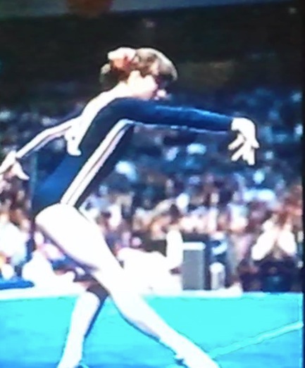 American gymnast Marcia Frederick on the floor exercises in Strasbourg, France, 1978 / Headline Surfer®