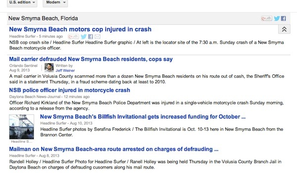 Motors cop accident leads New Smyrna Beach Sunday coverage / Headline Surfer