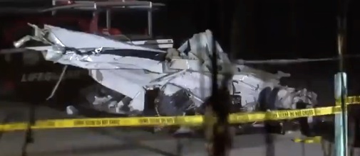 Wreckage of small plane crash in NSB surf Tuesday night / Headline Surfer®