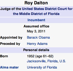 US District Judge Roy Dalton bio / Headline Surfer®