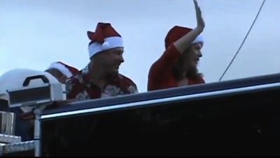 NSB Mayor Adam Barringer and his wife at the 2012 Christmas parade / Headline Surfer