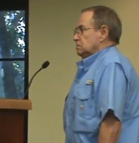 NSB citizen watchdog Bob Tolley stearn at Tuesday's commission meeting / Headline Surfer