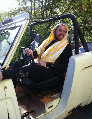 County Councilman Joshua Wagner of Daytona Beach looking goofy in a wet suit / Headline Surfer®