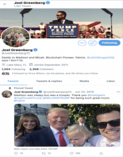 Joel Greenberg twitter features Trump / Headline Surfer
