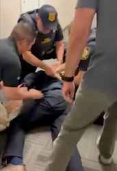 Sen. Padilla thrown to the grtound and cuffed / Headline Surfer