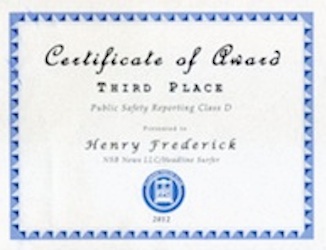 2012 Florida Press Club award Henry Frederick / Headline Surfer