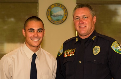 Shawn Adkins with his father, New Smyrna Beach Police Inv. David Adkins / Henry Frederick