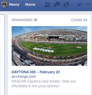 Daytona International Speedway hawking Daytona 500 tickets on Facebook / Headline Surfer®