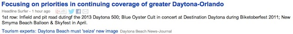 Top headlines in google news directories for Daytona / Headline Surfer®