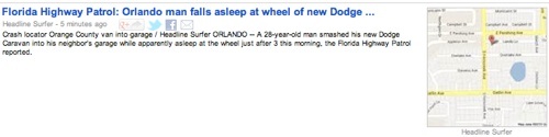 Headline Story crash story makes for bizarre Orlando news / Headline Surfer