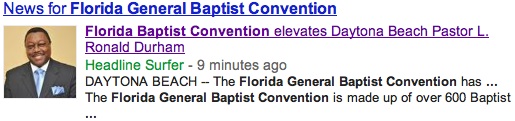 Google search on Daytona's Rev. L. Ronald Durham / Headline Surfer