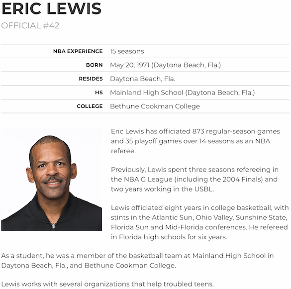 NBA Rfer Eric Lewis of Daytona Beach to work NBA Finals Golden State-Toronto / Headline Surfer
