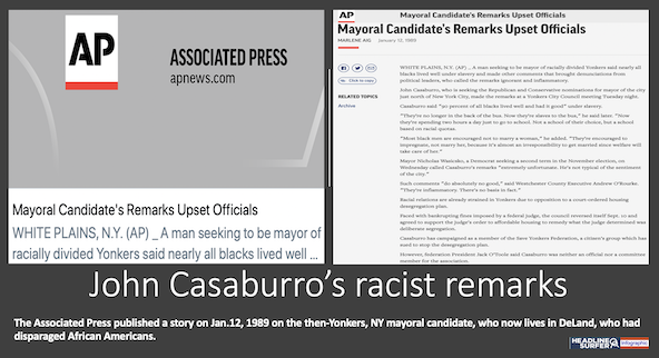 John Caaburro racist comments / Headline Surfr infographic