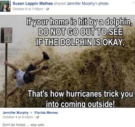 Deceased DeLand woman's meme avout goling outside during a hurricane / Headline Surfer
