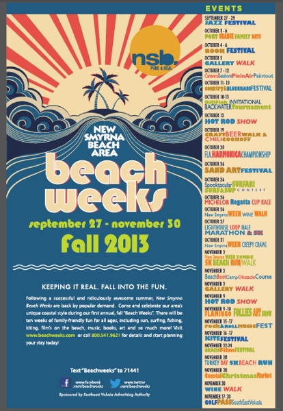 New Smyrna Beach Area Beach Weeks Poster / Headline Surfer