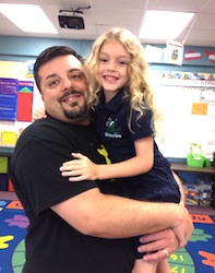 Ray Catheline with daughter Olivia of NSB on 1st day of school / Headline Surfer®