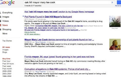 Mary Lee Cook, ex-Oak Hill Mayor in pot scandal plant / Headline Surfer