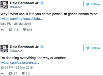 Dale Earnhardt tweets about donating brain / Headline Surfer