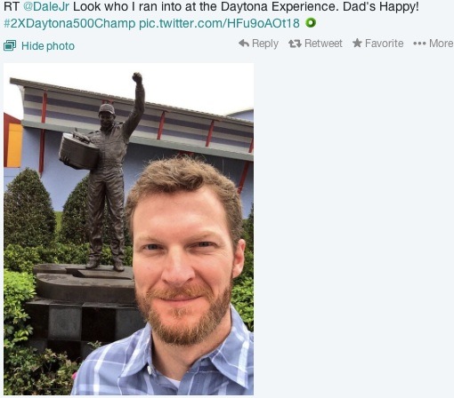 Dale Earnhardt, Jr.'s famous tweet for his dad after winning the 2014 Daytona 500 / Headline Surfer®