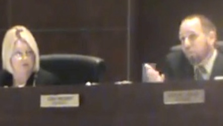 County Council's Deb Denys used her seat on the dais to rip a reporter behind his back / Headline Surfer®