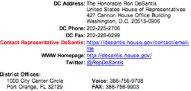 Congressman Ron DeSantis contact info / Headline Surfer
