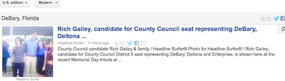 Rich Gailey Taliban story trending in Google for DeBary & Deltona, Florida / Headline Surfer®