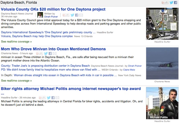 Michael Politis biker story trends on busy news day in Daytona Beach, FL / Headline Surfer®