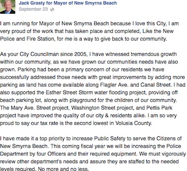 Jack Grasty is running for mayor of New Smyrna Beach in the Nov. 4, 2014 elections / Headline Surfer®