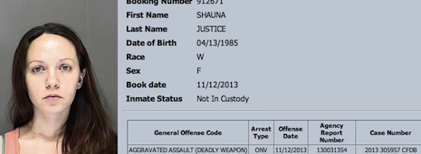 Dispatcher Shauna Justice booking on charge of pointing a gun at a TV reporter / Headline Surfer