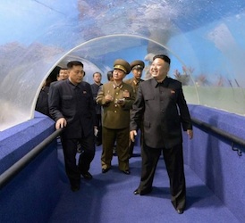 North Korean dictator Kim Jung on passes through an aquarium tunnel / Headline Surfer®