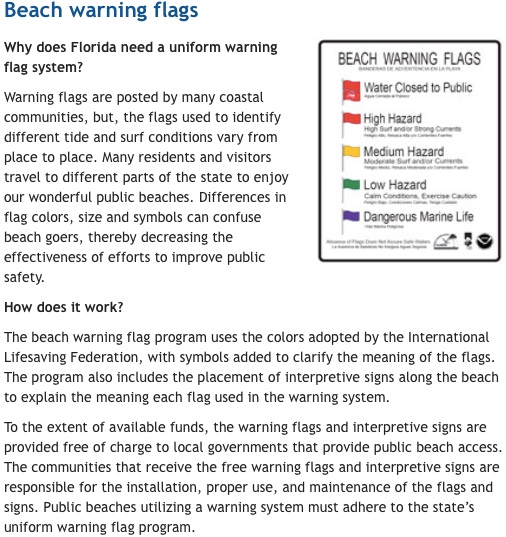 Beach waring flags webpage for Volusia County not reader friendly / Headline Surfer®