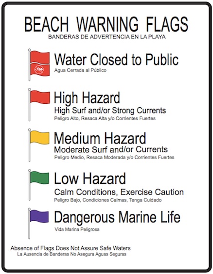 Easy to read flag warning graphic for beach safety / Headline Surfer®