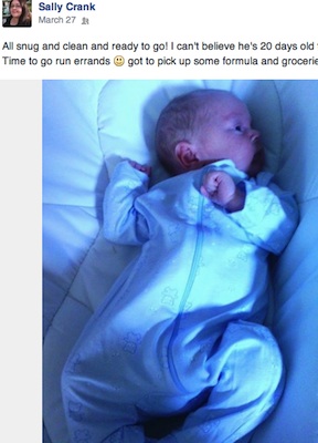 Sally Crank's baby at 20 days old / Headline Surfer®