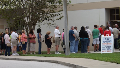 Voting was heavy Saturday during the first day of early voting at NSB Library.