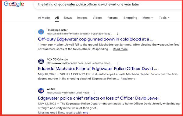 Headline Surfer trends in Google News on 1-year anniversary of cop slaying 