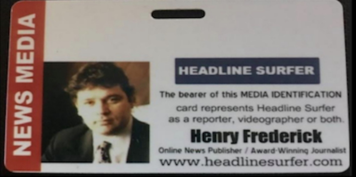 Henry Frederick press card / Headline Surfer