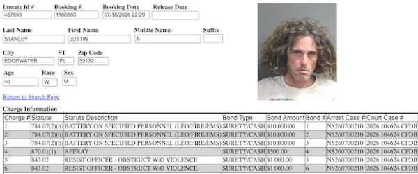 Justin Budd Stanley, 40, of Edgewater, arrested on nudity charges in NSB / Headline Surfer