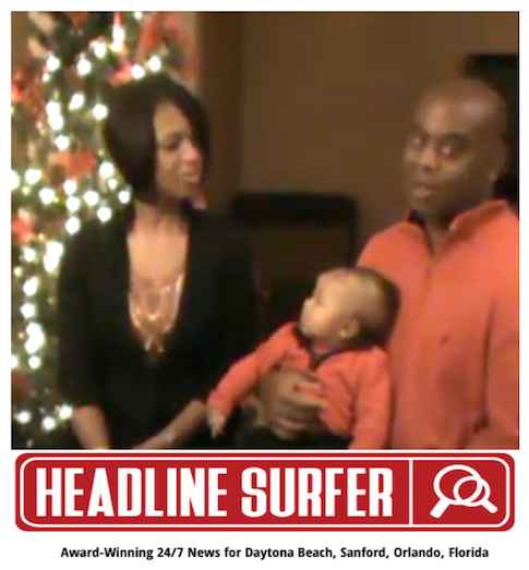 Daytona Beach Mayor Derrick Henry, wife, Stephanie, & newborn son, at 2012 Christmas / Headline Surfer
